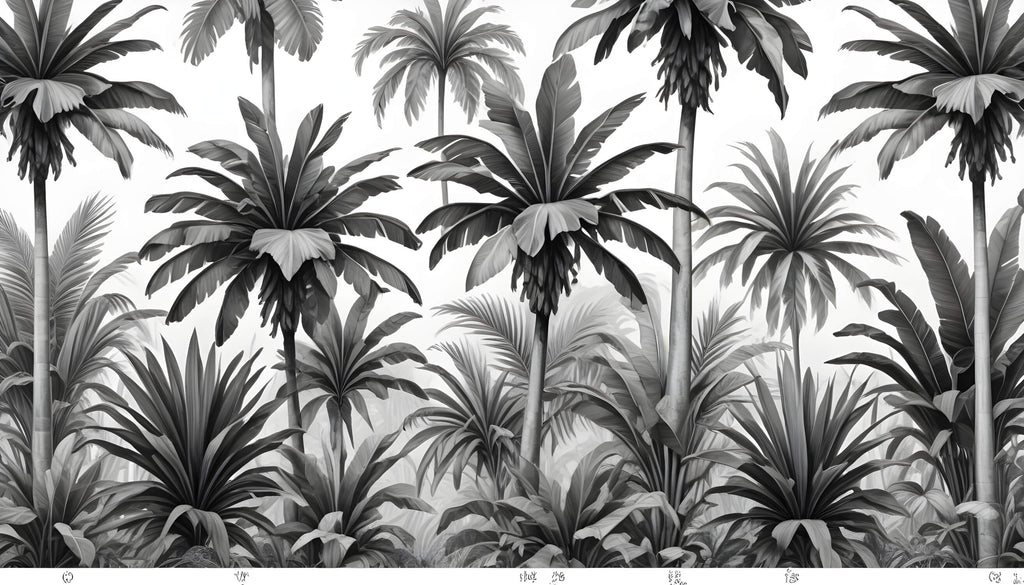 Black and white palm leaves design file showing intricate botanical pattern detail