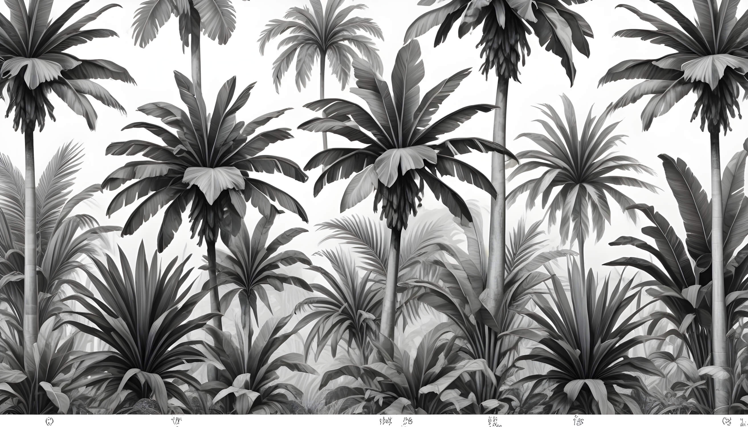 Black and white palm leaves design file showing intricate botanical pattern detail