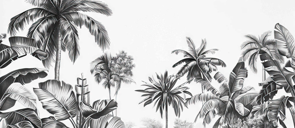 High-resolution design file showing detailed black and white palm tree pattern