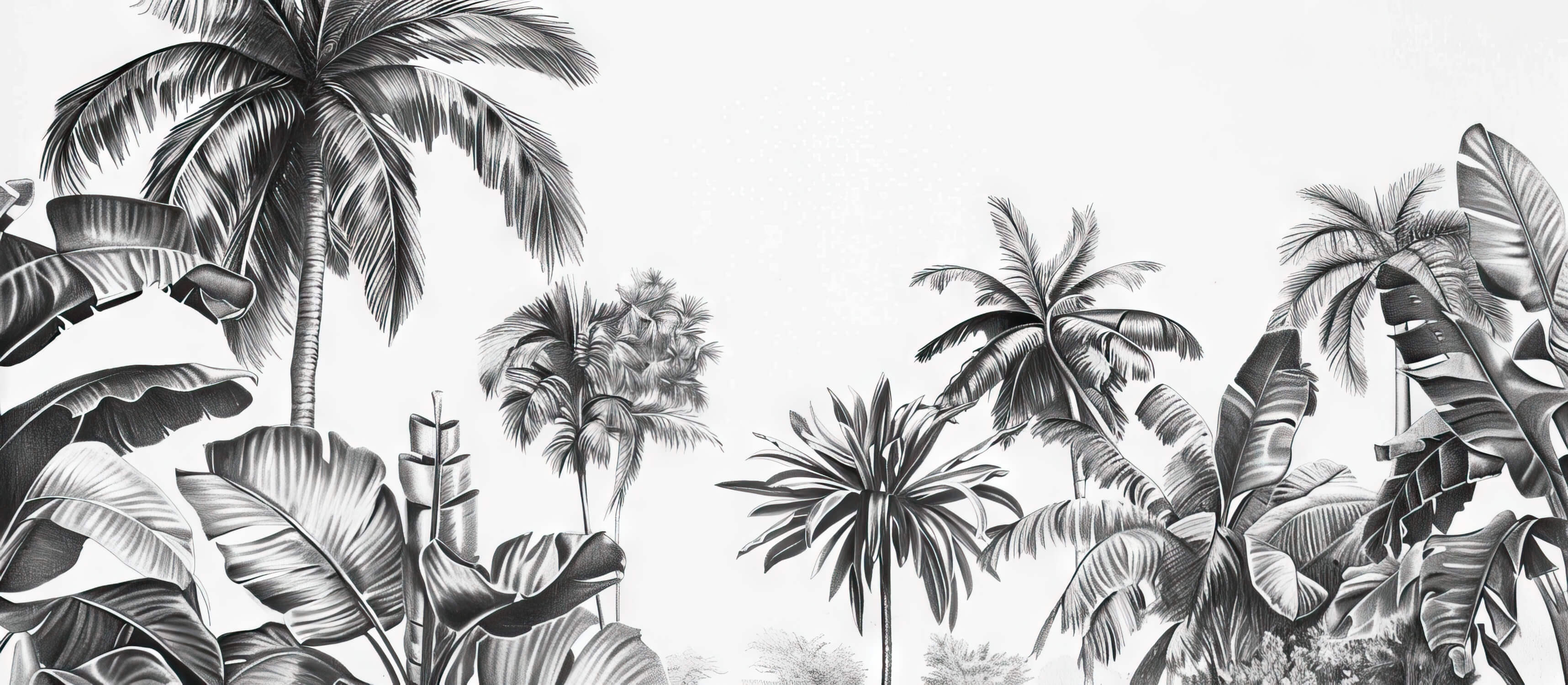 High-resolution design file showing detailed black and white palm tree pattern