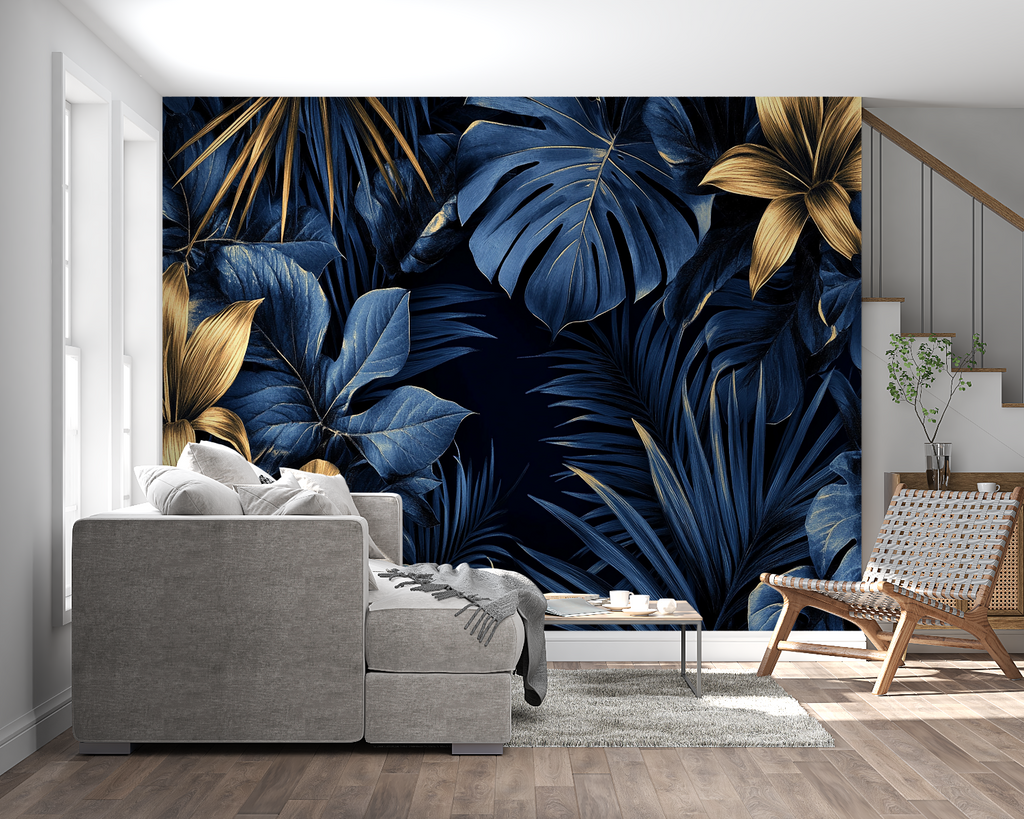 Tropical leaf pattern transforming entrance hallway