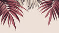 Burgundy palm leaf wallpaper mural creating a dramatic accent wall in a modern living room with natural light