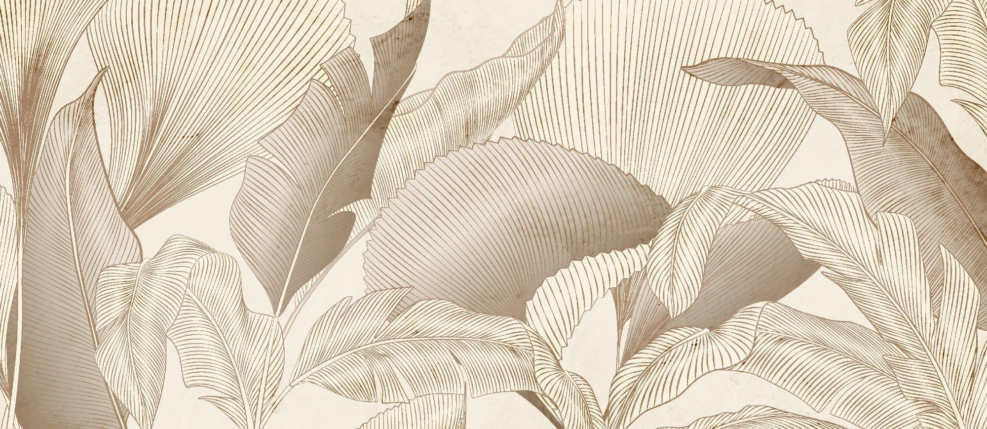 Palm leaf line art wallpaper design file showing intricate pattern details