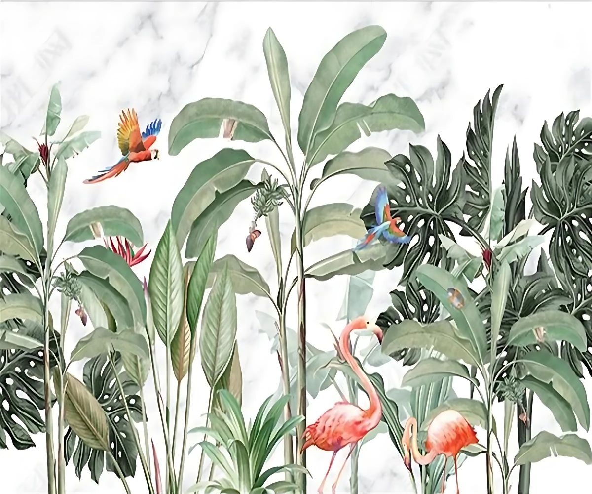 Tropical birds and banana leaves design file showing intricate pattern details