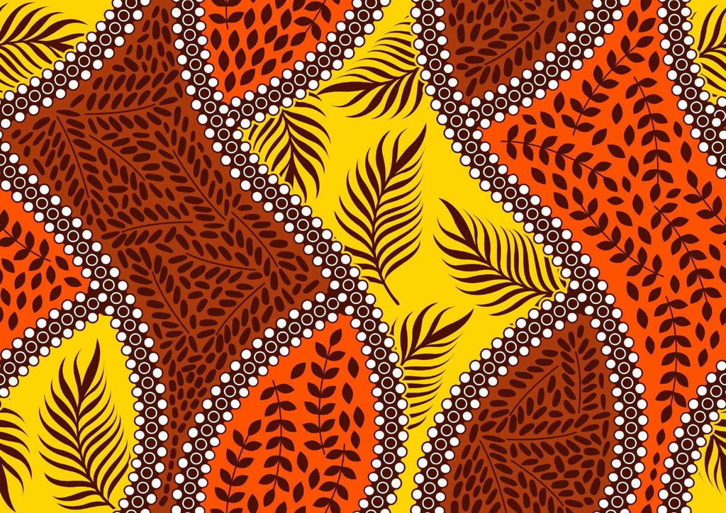Geometric tropical leaf pattern design file showing precise diamond layout and rich orange-yellow color scheme
