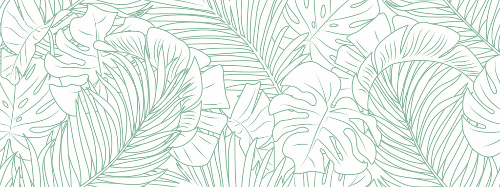 Design file of minimalist tropical leaf pattern showing detailed line art and precise botanical illustration