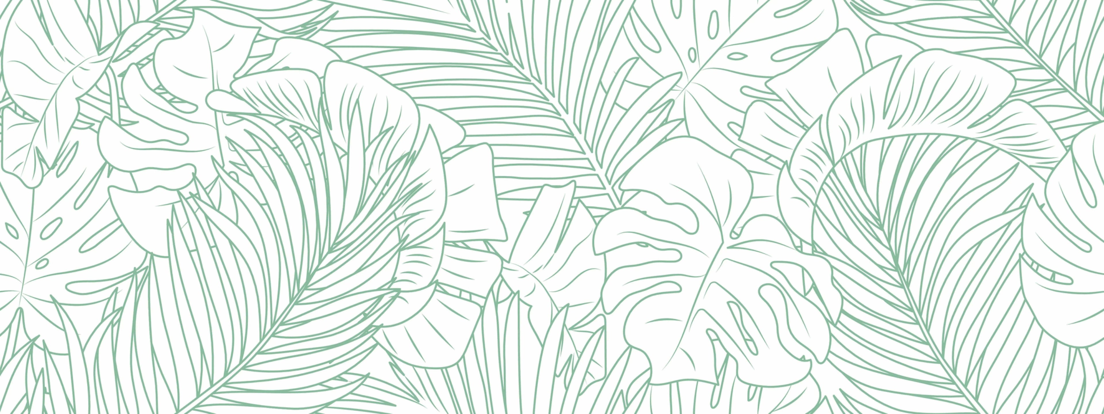 Design file of minimalist tropical leaf pattern showing detailed line art and precise botanical illustration