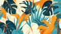 Modern Tropical leaf wallpaper creating a bold statement in a bright living room with minimal furniture
