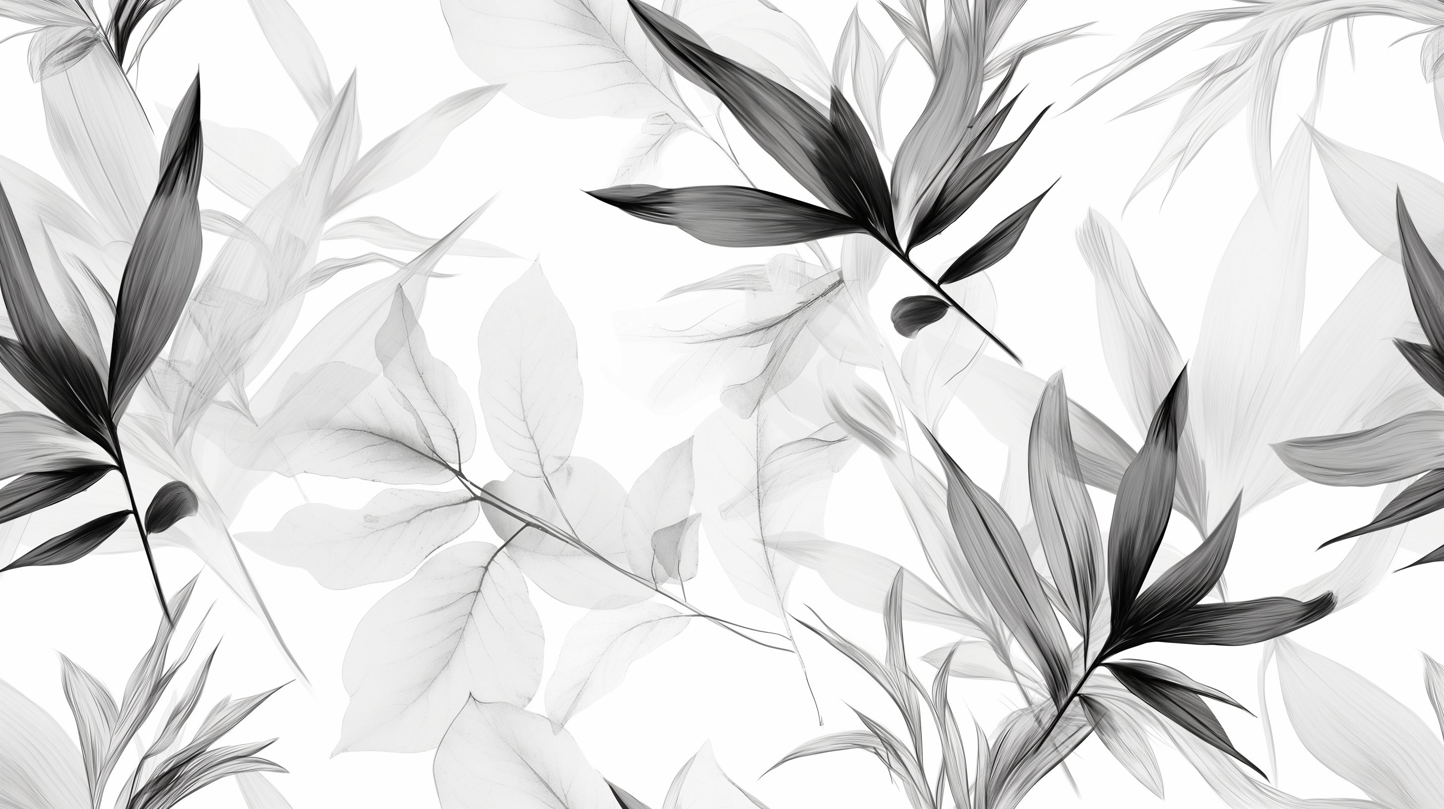Monochrome bamboo wall mural creating depth in minimal bedroom setting