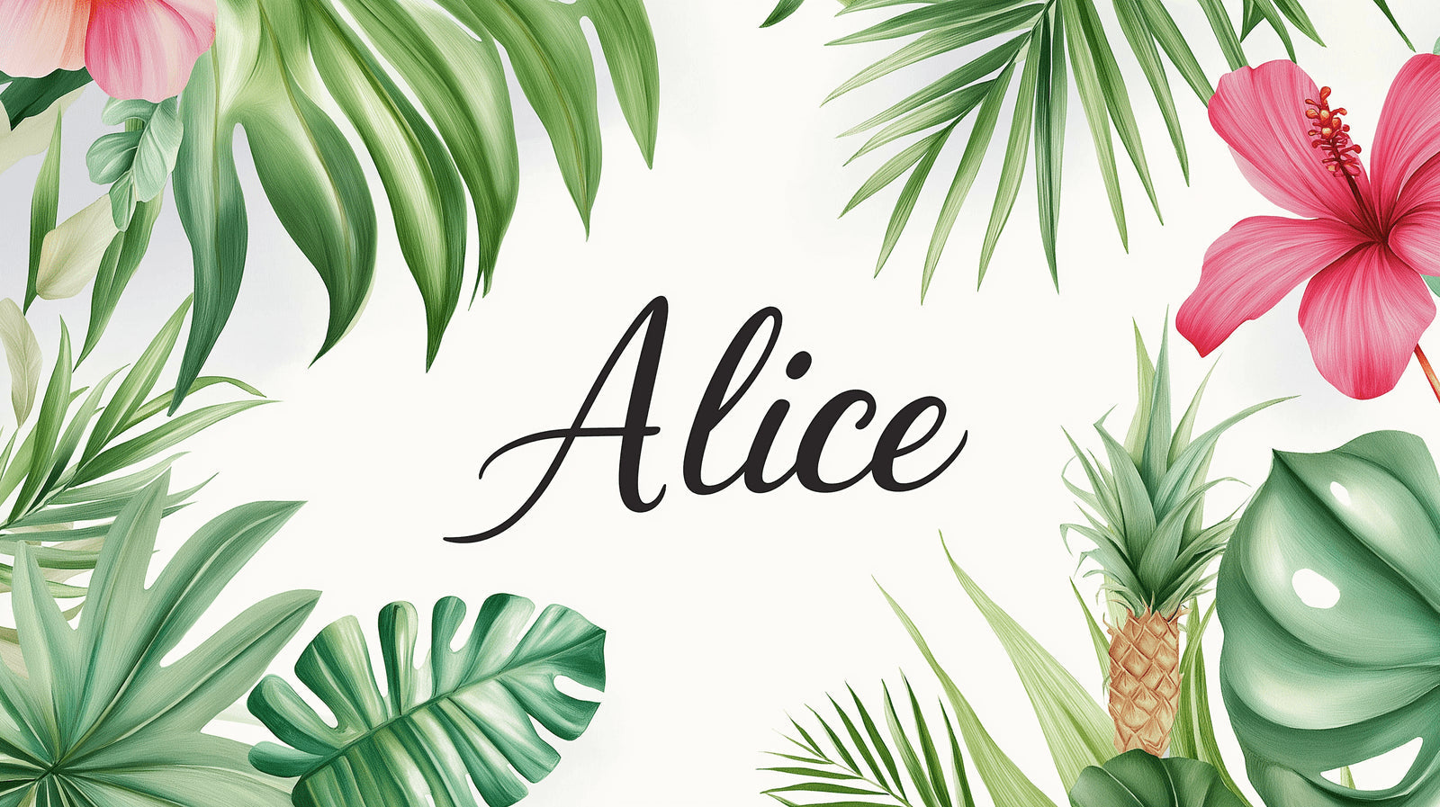 Tropical wallpaper design file with detailed monstera leaves and hibiscus pattern on white background
