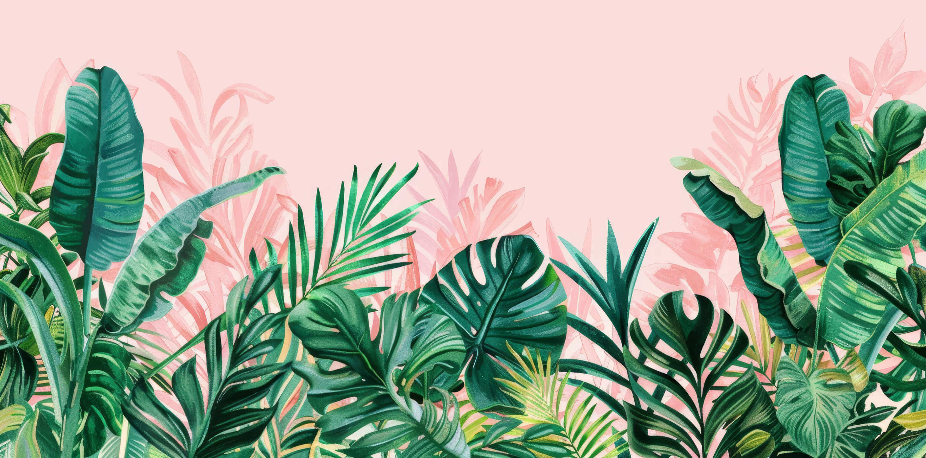 Monstera leaves on pink background design file showing detailed leaf pattern