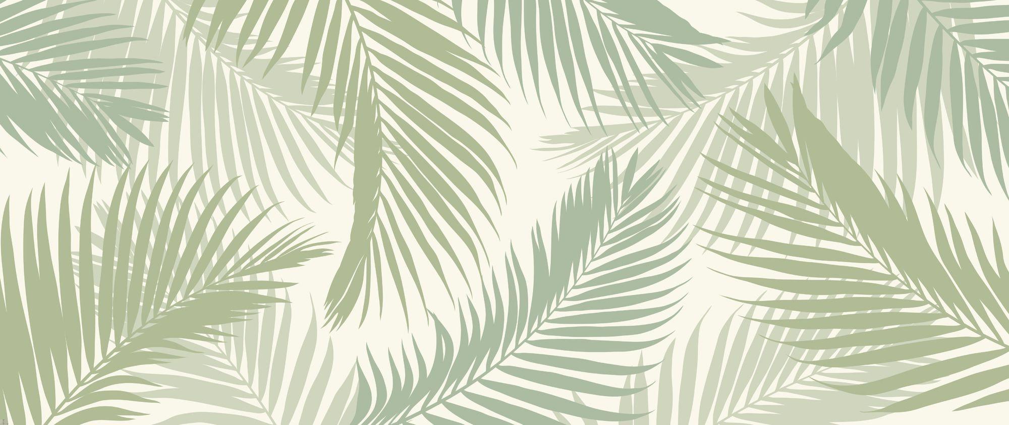 Tropical palm leaves design file showing detailed sage green fronds on cream background