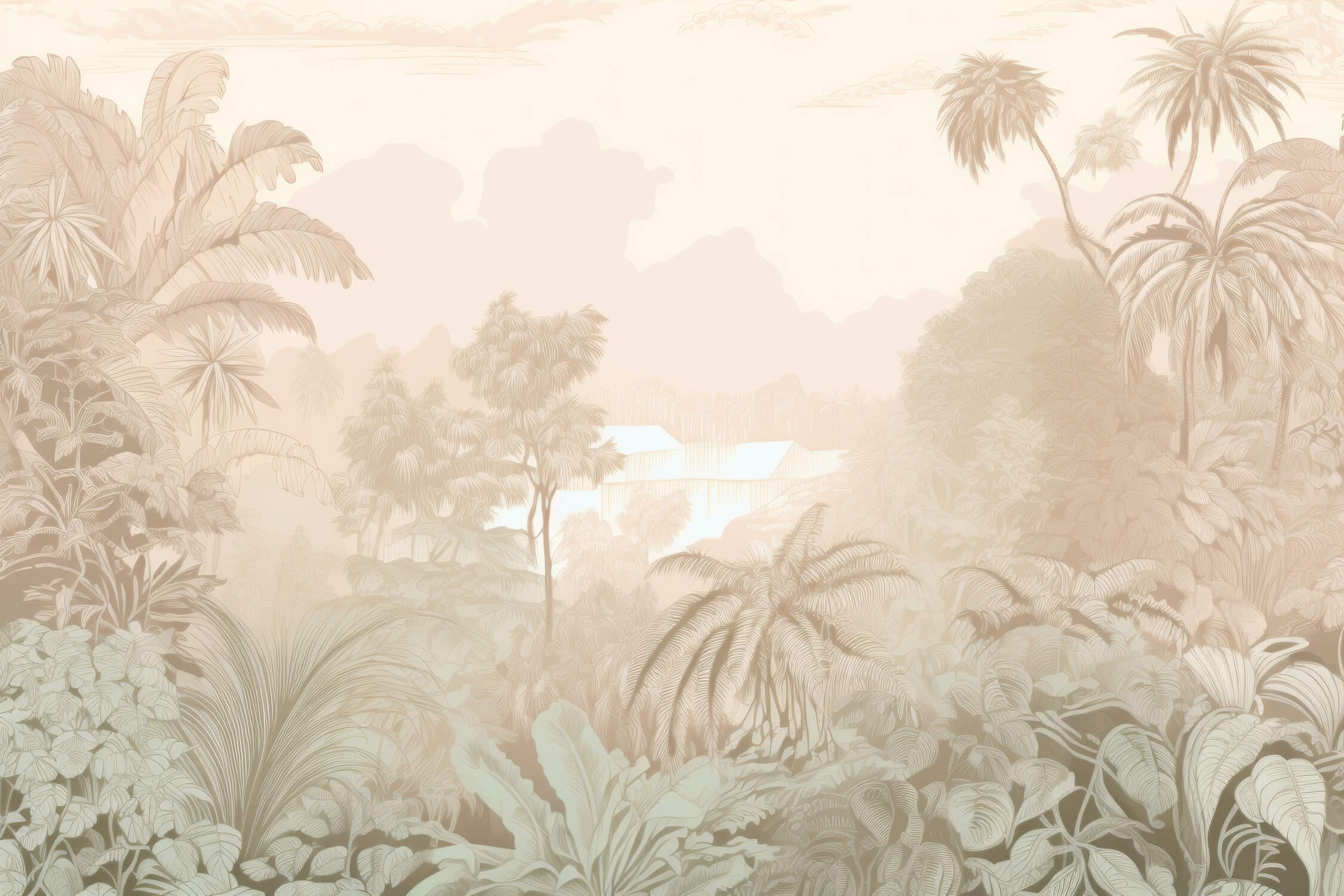 Tropical palm tree landscape design file showing full pattern and color details