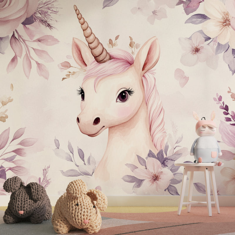 Pink Floral Unicorn design in princess-themed bedroom
