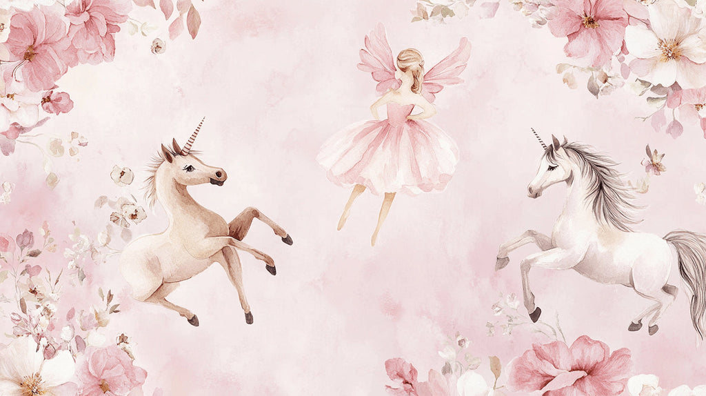 Unicorn fairy ballet design file showing detailed pattern with pink flowers and dancing figures