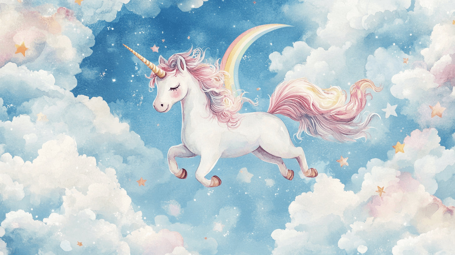 Unicorn and rainbow design file showing detailed pattern and magical star elements