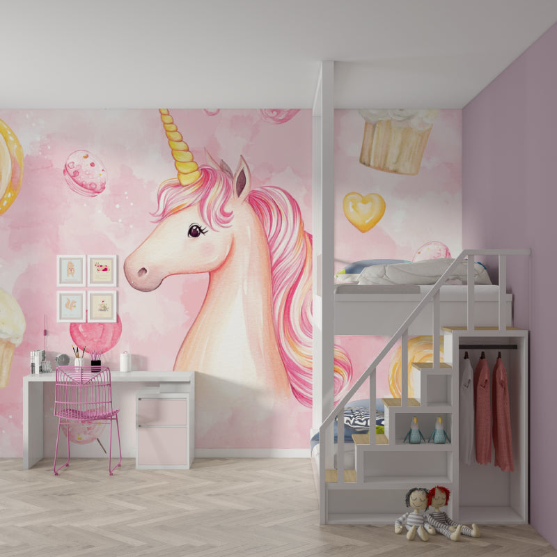 Sweet Dreams Unicorn Wallpaper adding charm to a reading nook