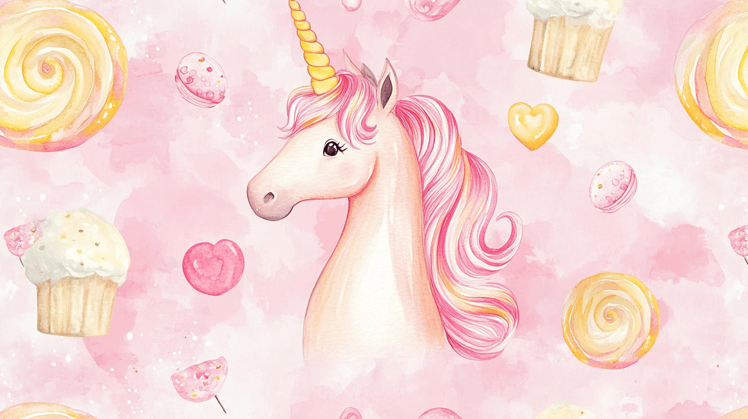 Unicorn and Candy Hearts design file showing detailed pattern and soft color palette
