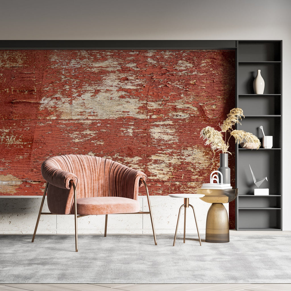 Vintage brick mural creating cozy atmosphere in dining space