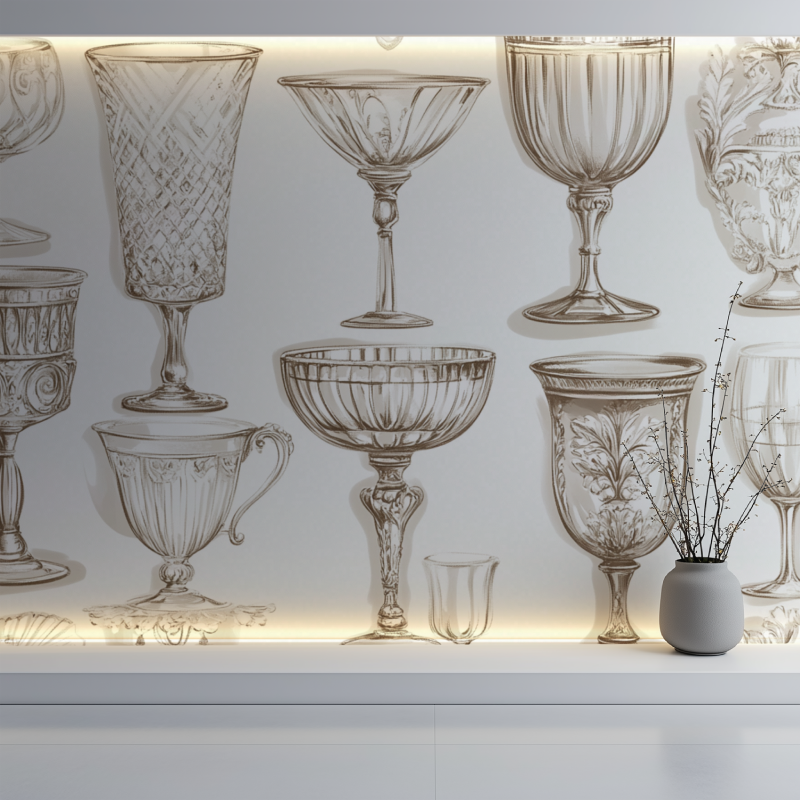 Elegant crystal pattern wallpaper in a modern dining space