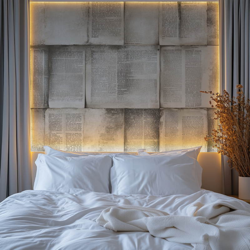 Retro newspaper wall design bringing style to boutique fitting room