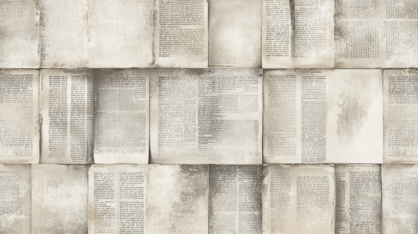 Design file of vintage newspaper wallpaper pattern showing full layout and details