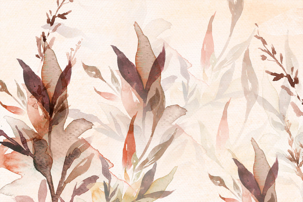 Watercolor autumn leaves design file showing detailed terracotta foliage pattern