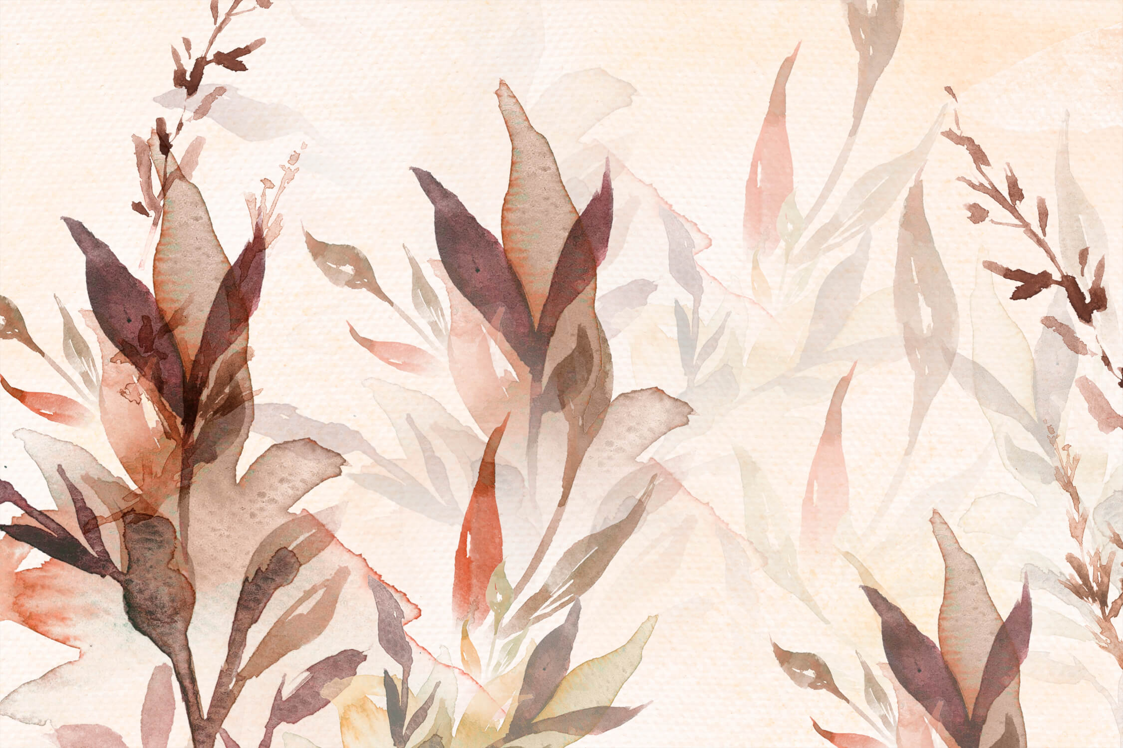 Watercolor autumn leaves design file showing detailed terracotta foliage pattern
