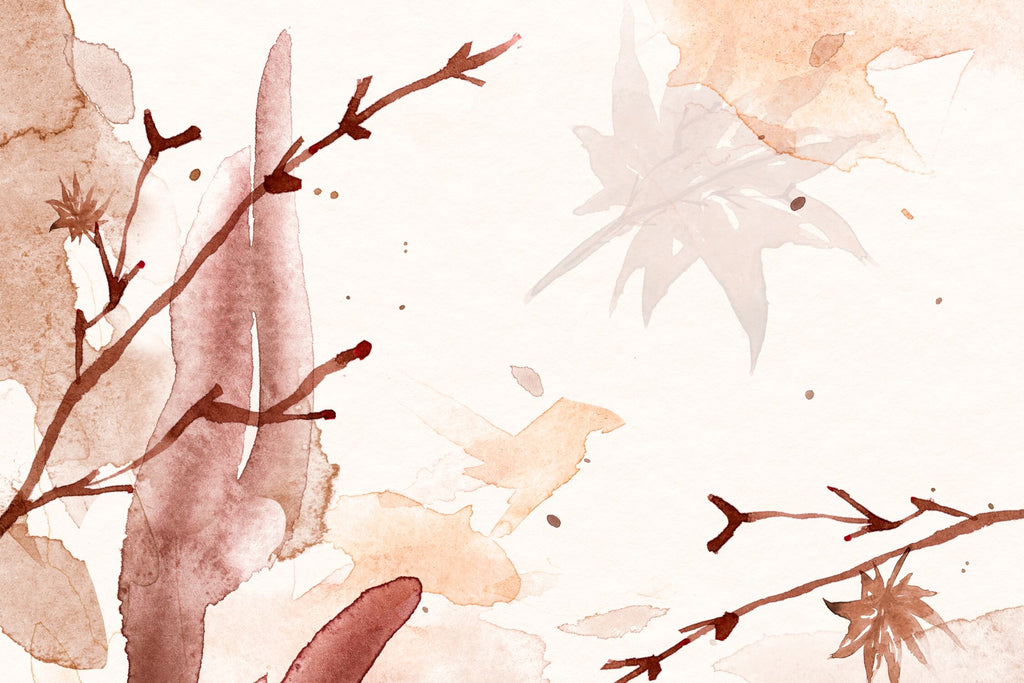 Watercolor botanical design file showing delicate terracotta pattern and artistic details