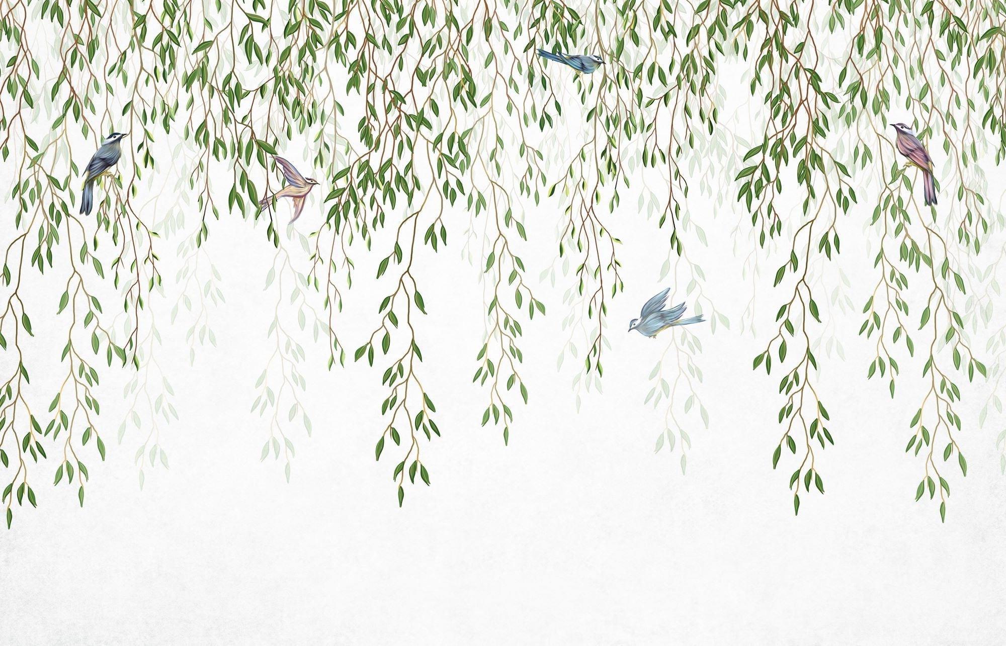 Willow tree and birds design file showing intricate branch patterns and color detail
