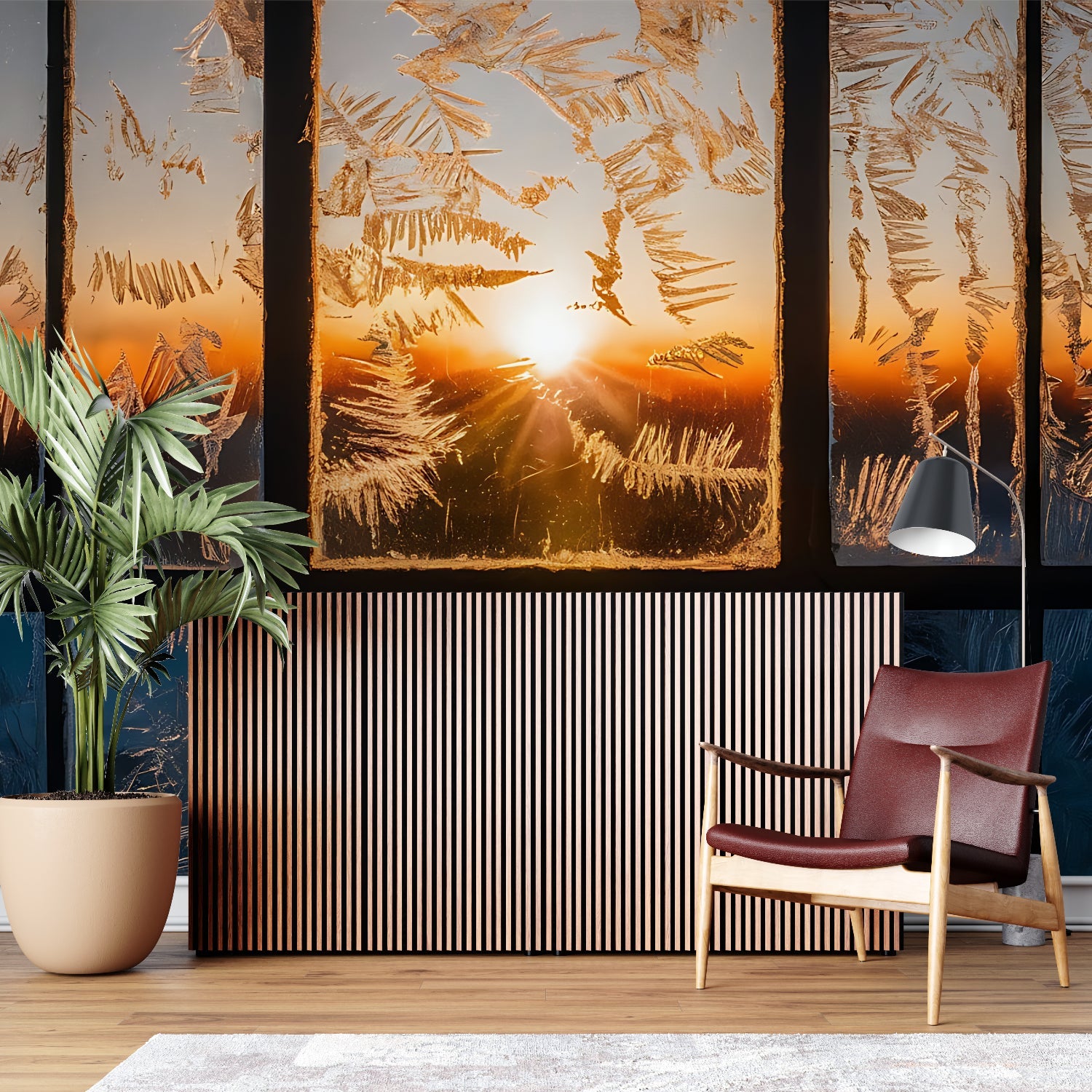 Nature window wallpaper making small home office feel spacious