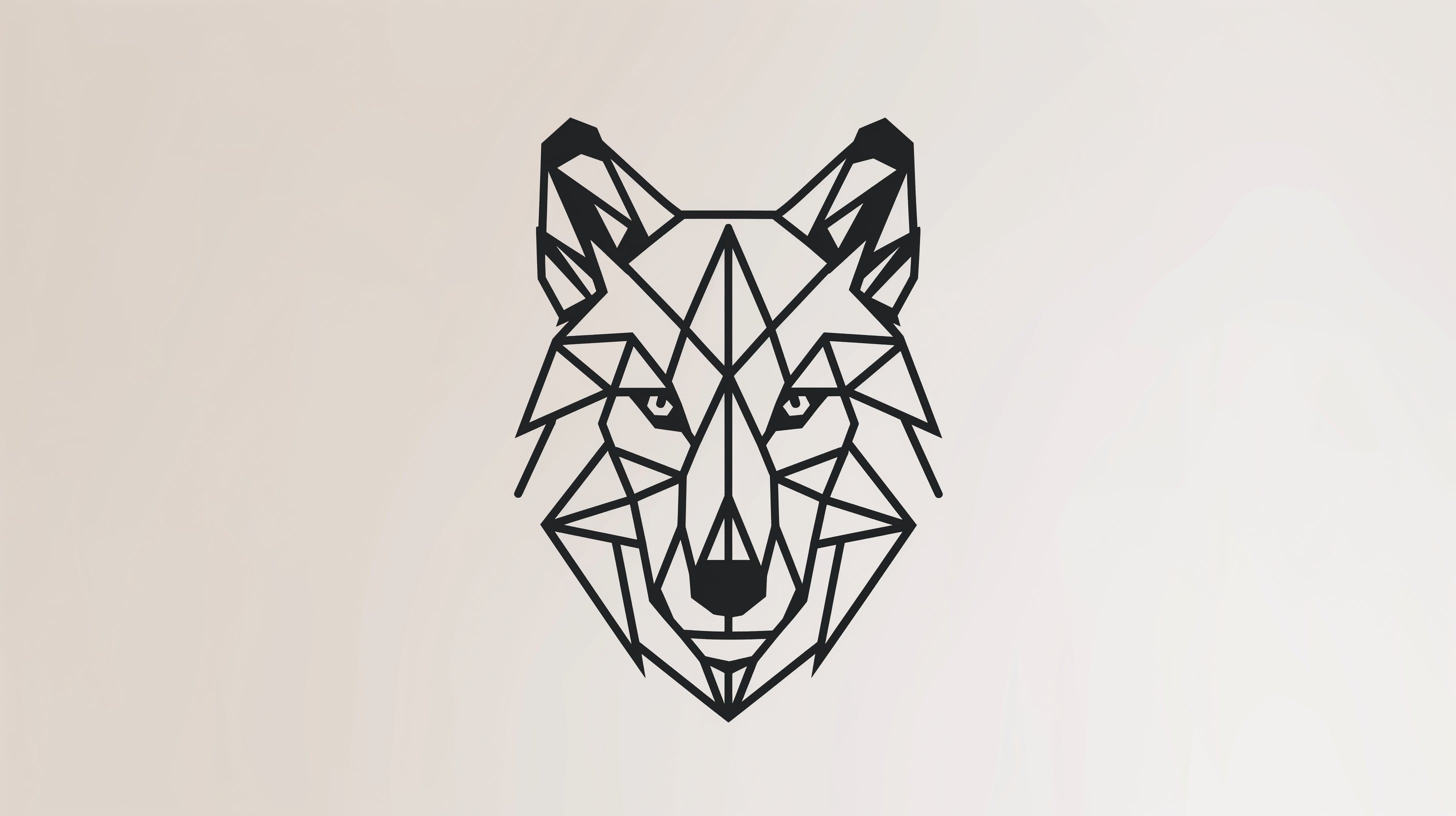 Geometric wolf line art design file showing intricate black and white pattern