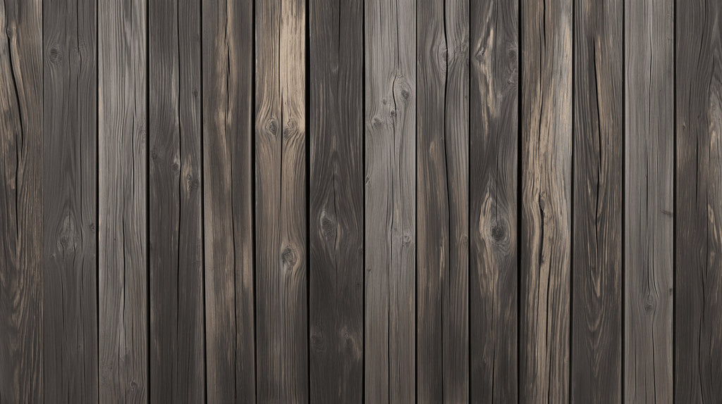 Rustic wood effect wallpaper as feature wall in master bedroom with contemporary furniture