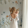 Woodland Fox Nursery Wallpaper styled in a cozy nursery with white furniture and natural decor elements
