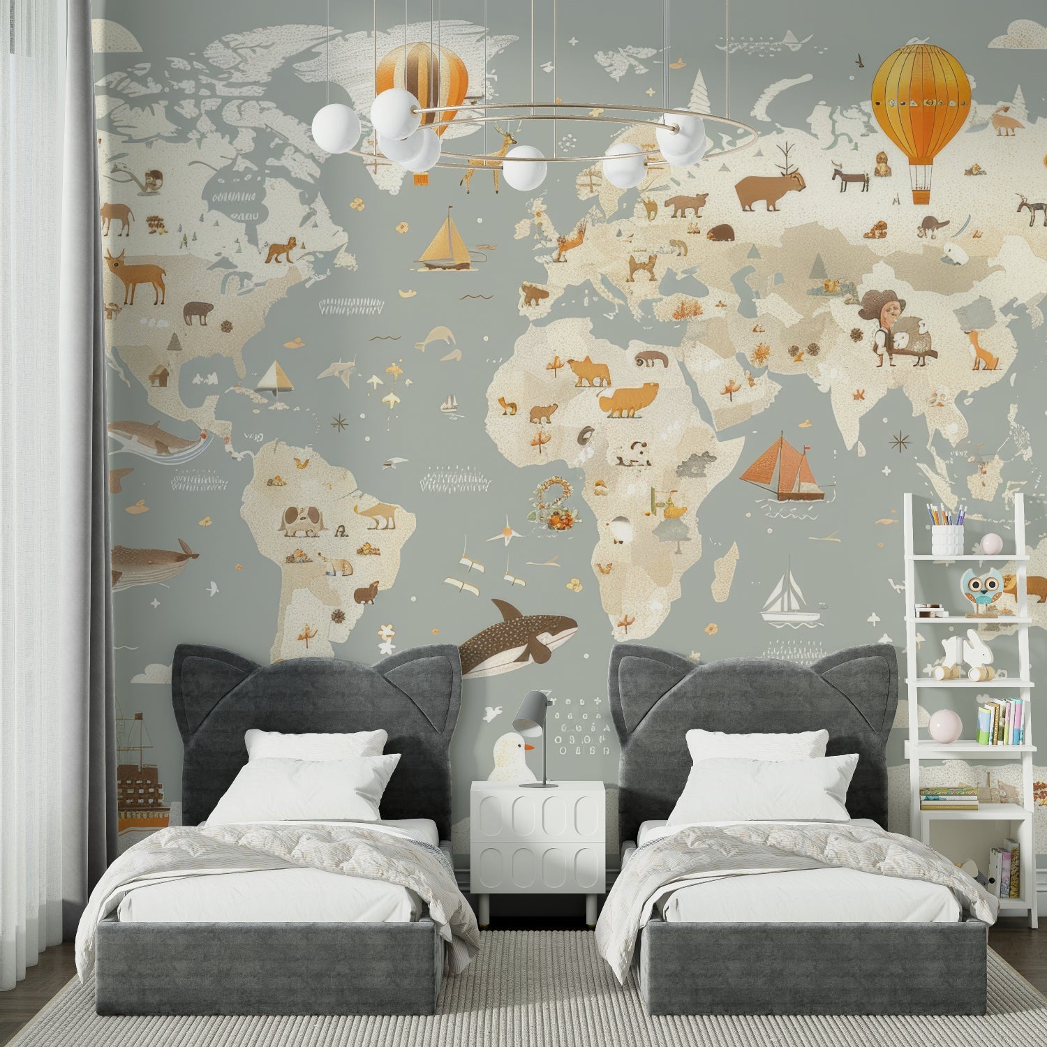 Adventure map wallpaper showcased in children's learning space