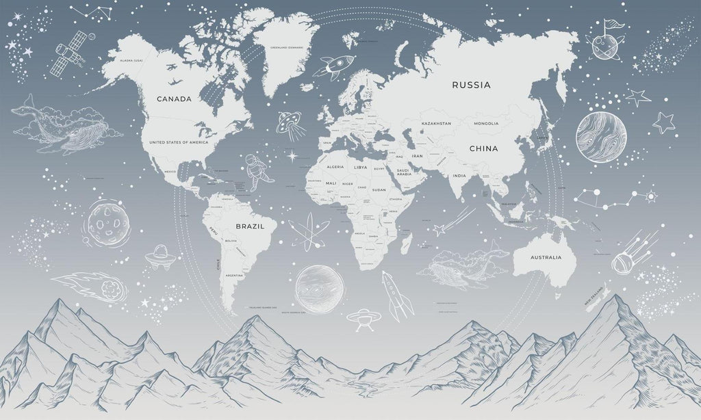 World map constellation design file showing detailed pattern and space elements