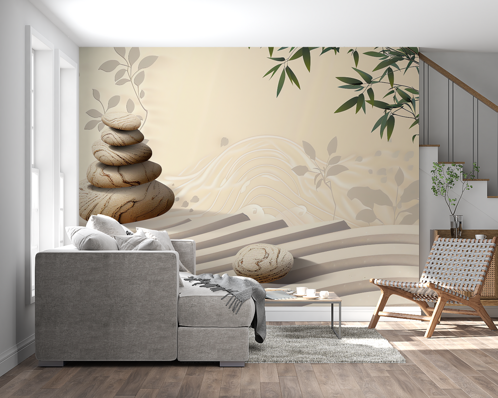Peaceful zen wallpaper in a master bedroom with natural light