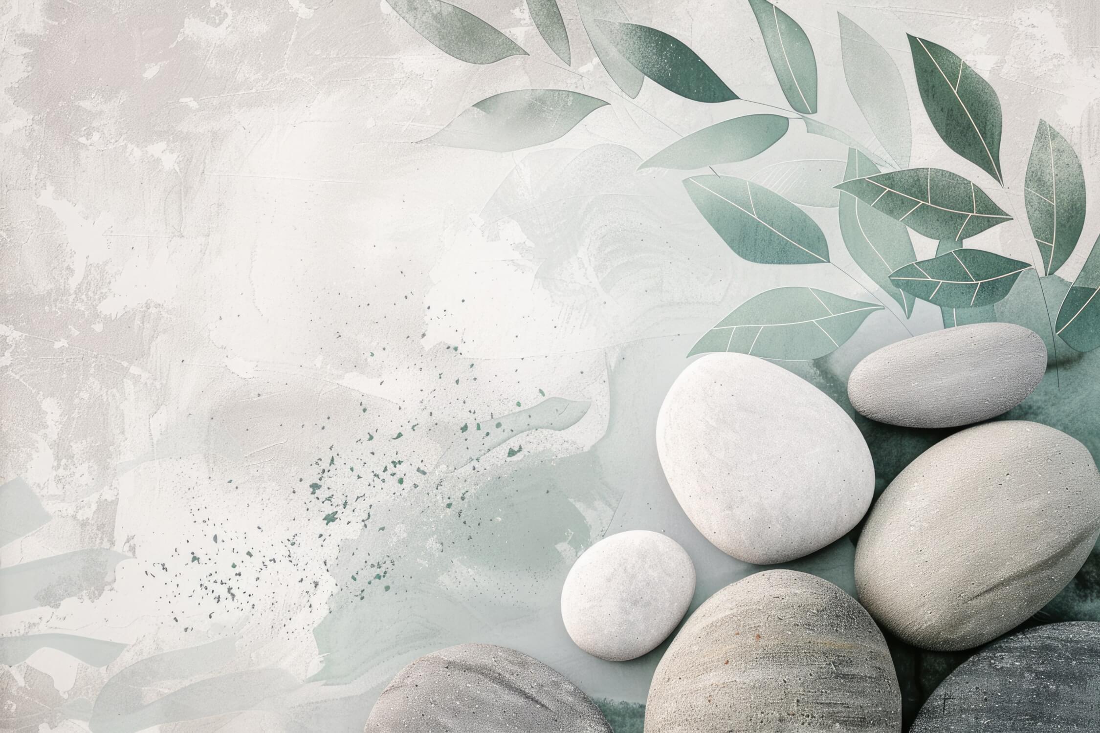 Sage leaves and river stones design file showing intricate botanical pattern details